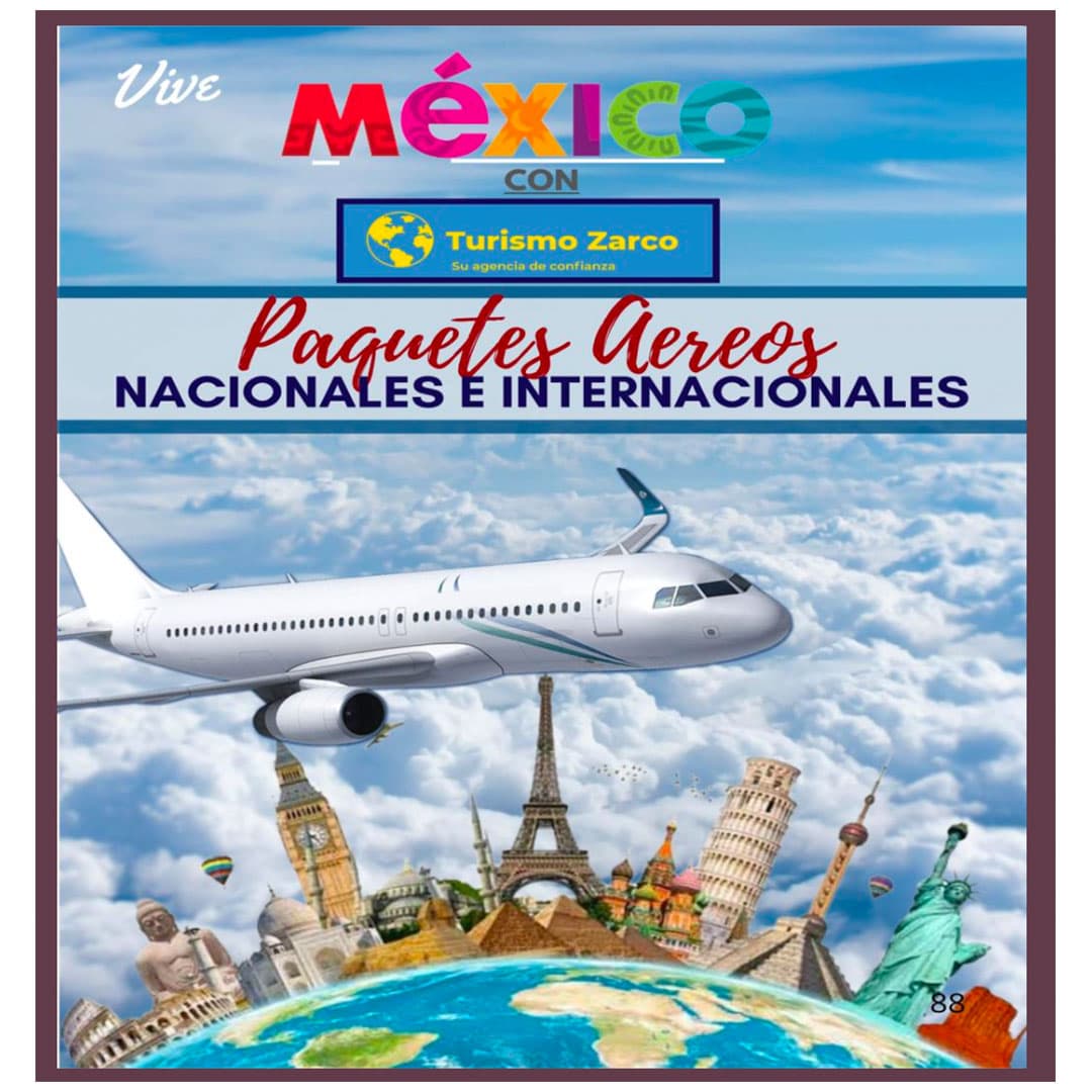 Promoción de Turismo Zarco con paquetes turísticos a Cancún, Acapulco, Tulum y Riviera Maya. Incluye vuelos redondos, traslados, hospedaje en hoteles todo incluido, precios especiales para grupos y familias, opciones nacionales e internacionales.